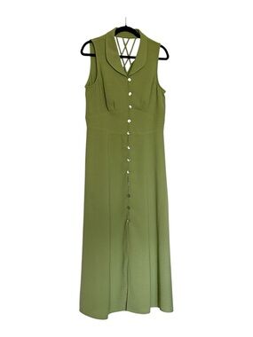 Sheri Martin New York button front shift dress w/collar,lattice accent back, 12